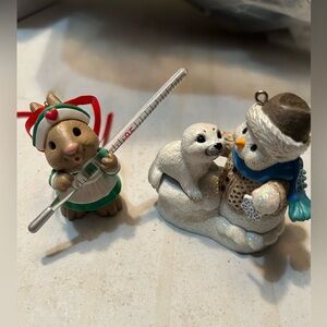 2 Hallmark Keepsake Ornaments 2009 Snow Buddies & 1995 Christmas Fever